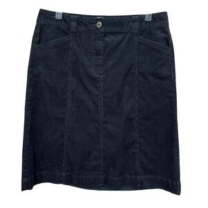 Talbots Womens Petites Size 8P Black Corduroy Pencil Skirt Zip Up Pockets